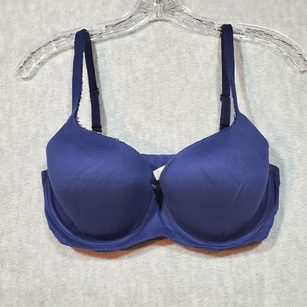 Victoria's Secret Bra Womens 32DD Blue Push Up Lined Padded Adjustable Strap